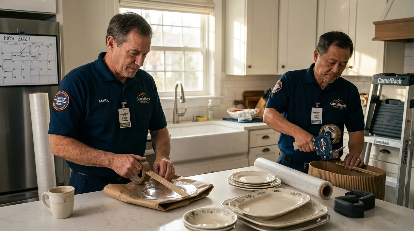 Professional crew packing kitchen dishware in Brinkley, AR